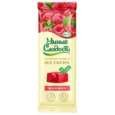 Конфеты б/сахара Умные сладости Малина желейные 90г карт/уп; 10